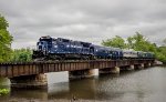 Pan Am Railways' final Office Car Special crosses the Hoosick River at Schaghticoke